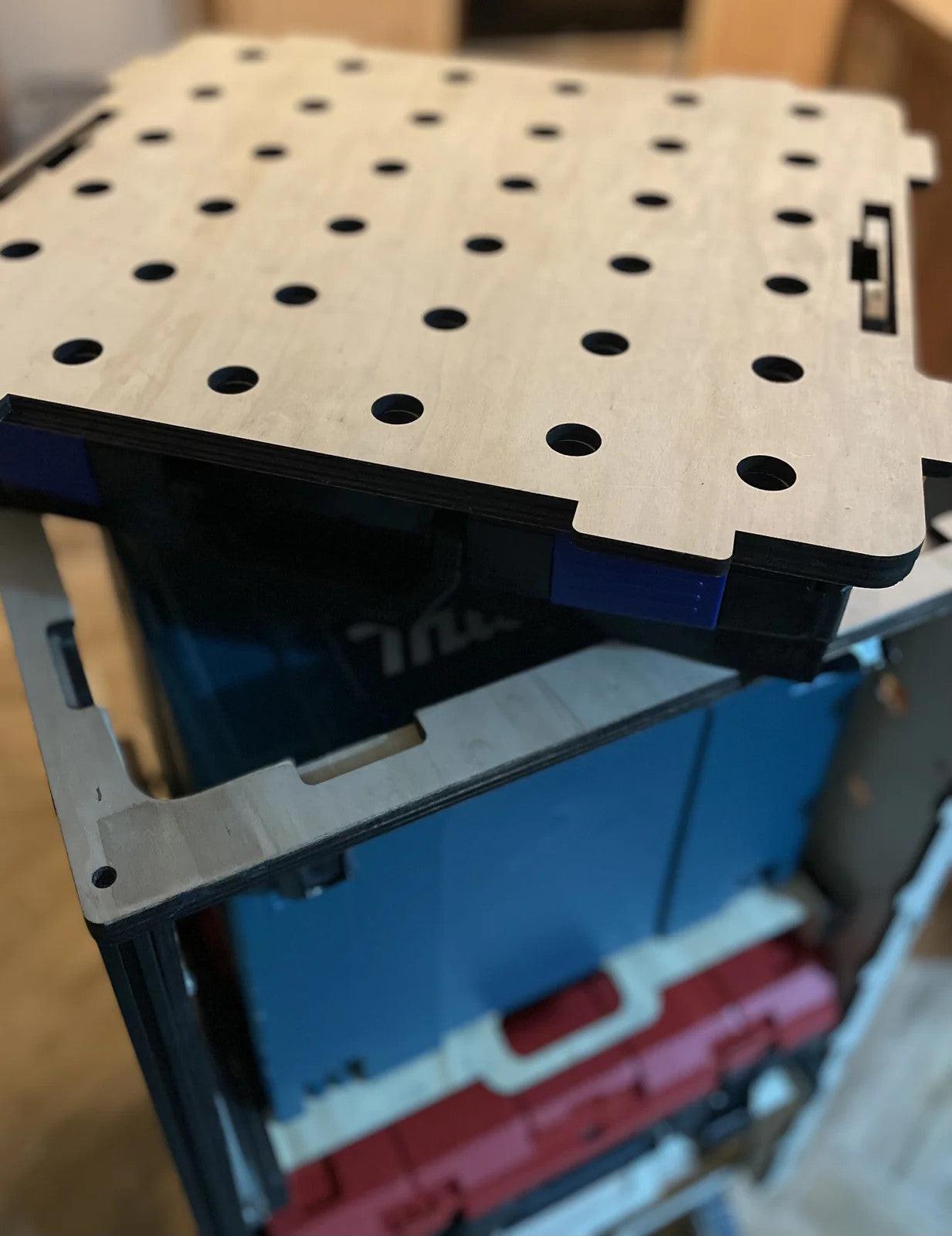 Rollcontainer mit Schubladen für L-BOXX und Systemboxen, mobil und stapelbar with integrated work surface