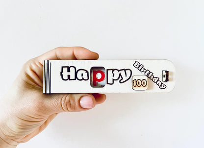 Stilvolle Holz-Geschenkbox "Happy Birthday" mit Gravur und Duplo für Geburtstage von 1 bis 100 Jahren