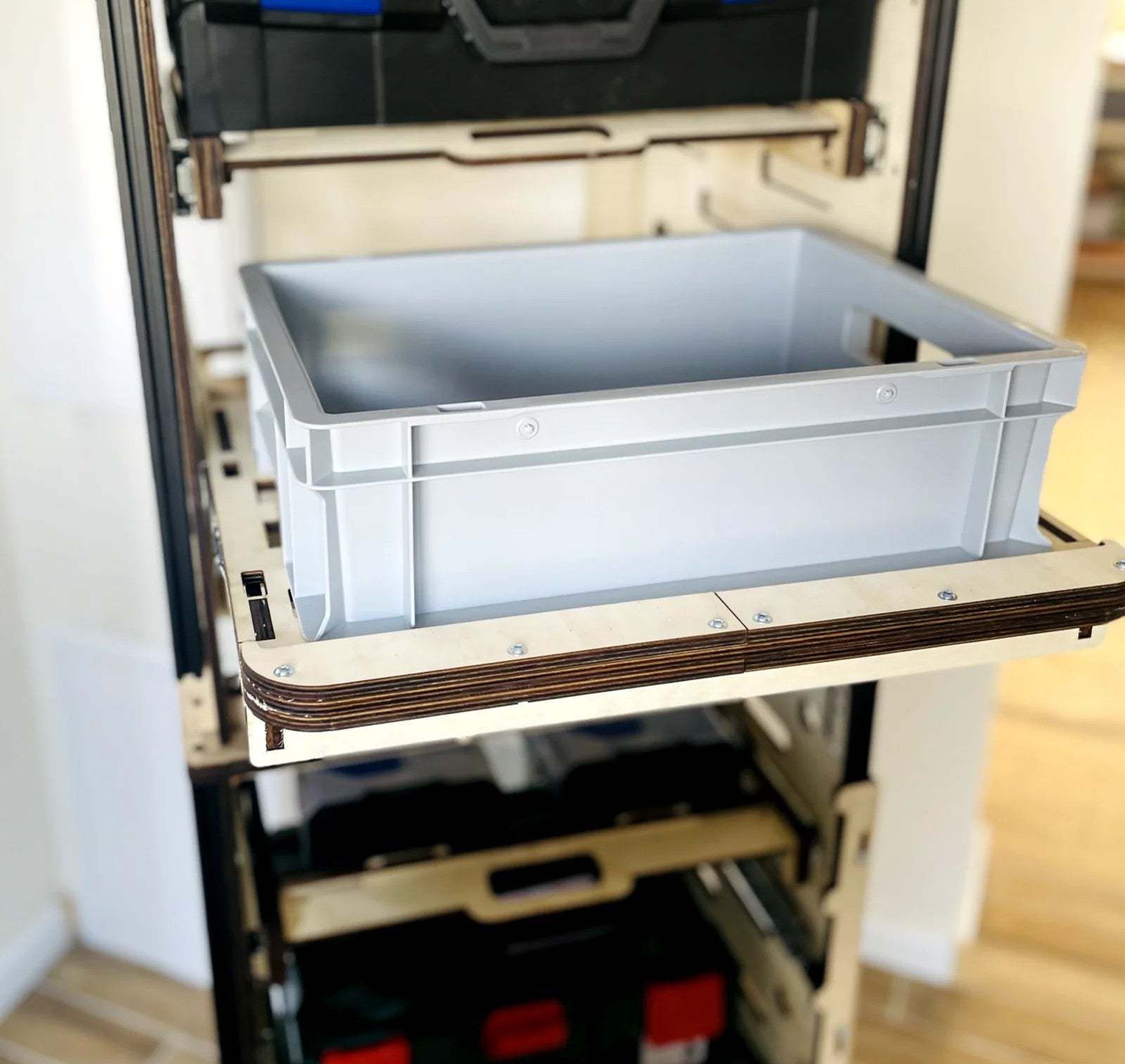 Schublade für Systainer Einsatz in IKEA PAX Schranksystem aus gelasertem Sperrholz