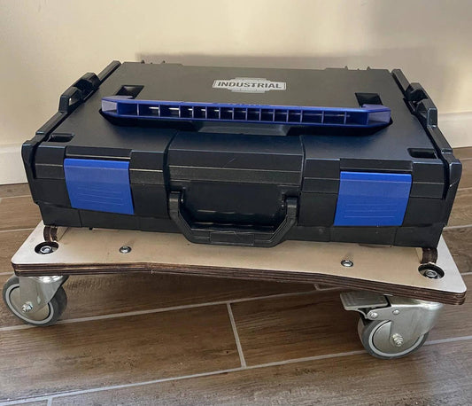 L-Boxx Rollwagen mobiler Transportwagen für Bosch Sortimo Einhell Makita Euroboxen in Werkstatt.
