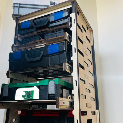 10er Set Schubladen für L-Boxx und Systemboxen mit 450 mm Vollauszug, stabil und montagefreundlich