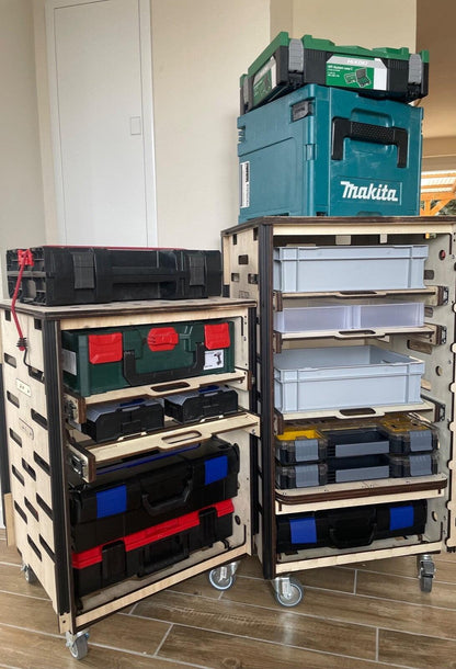 Mobile Arbeitsplatte für L-Boxx mit Lochraster, stabil und flexibel für Werkstatt und Baustelle