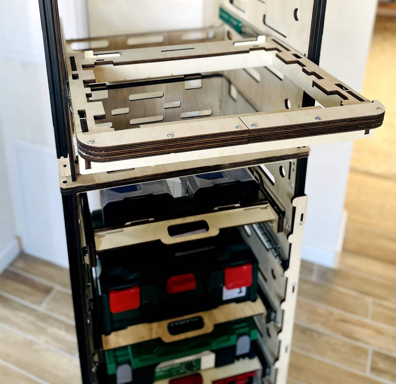 Schublade für Systainer aus Sperrholz passend für IKEA PAX und Systemboxen zur Werkstattorganisation