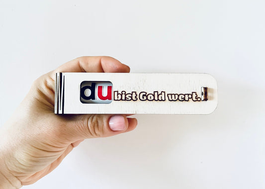 Geschenkbox mit dem Spruch „Du bist gold wert“ – Emotional und einzigartig. Dupl