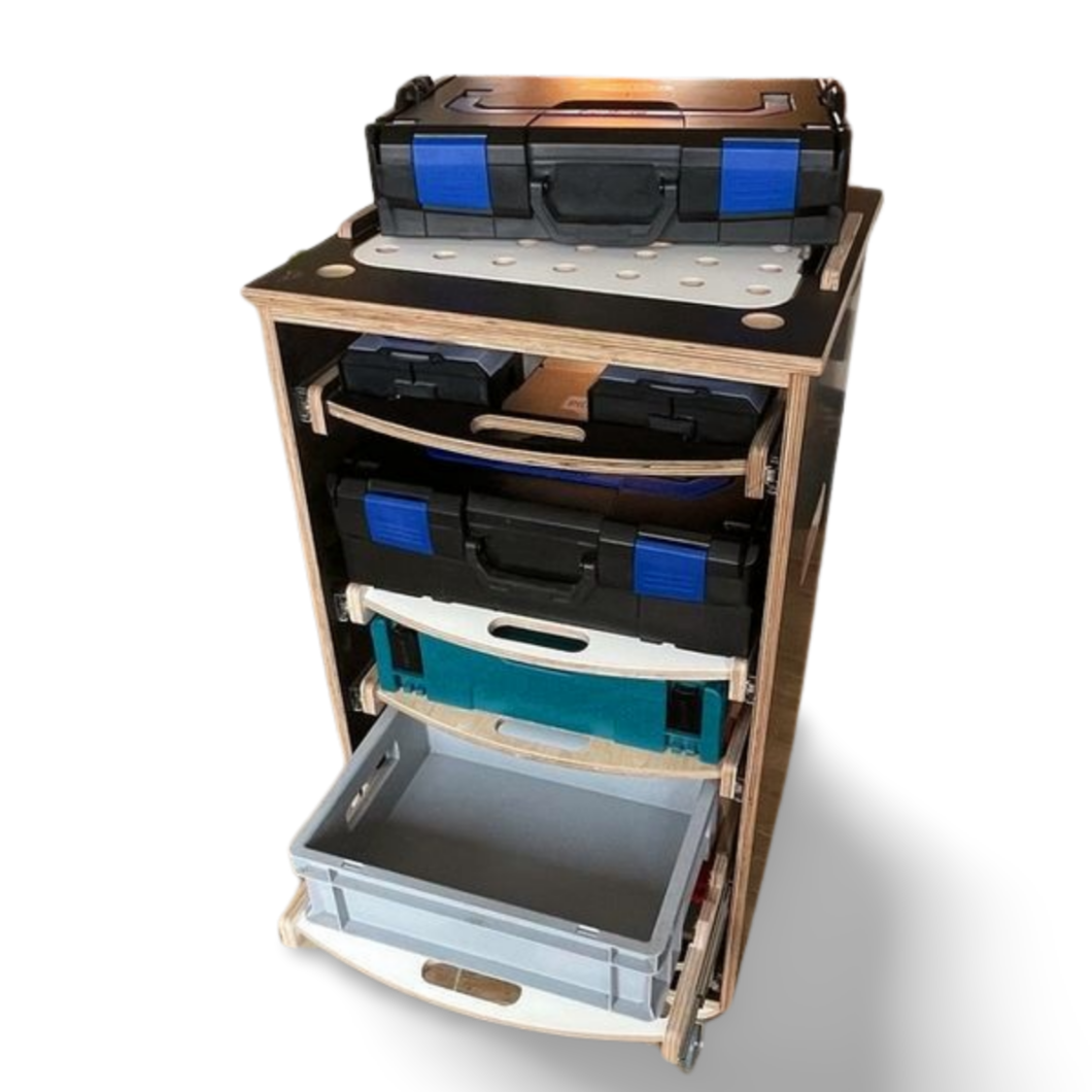 5er Set Schublade L-Boxx aus stabilen Siebdruckplatten für Werkstatt und Werkzeugsysteme