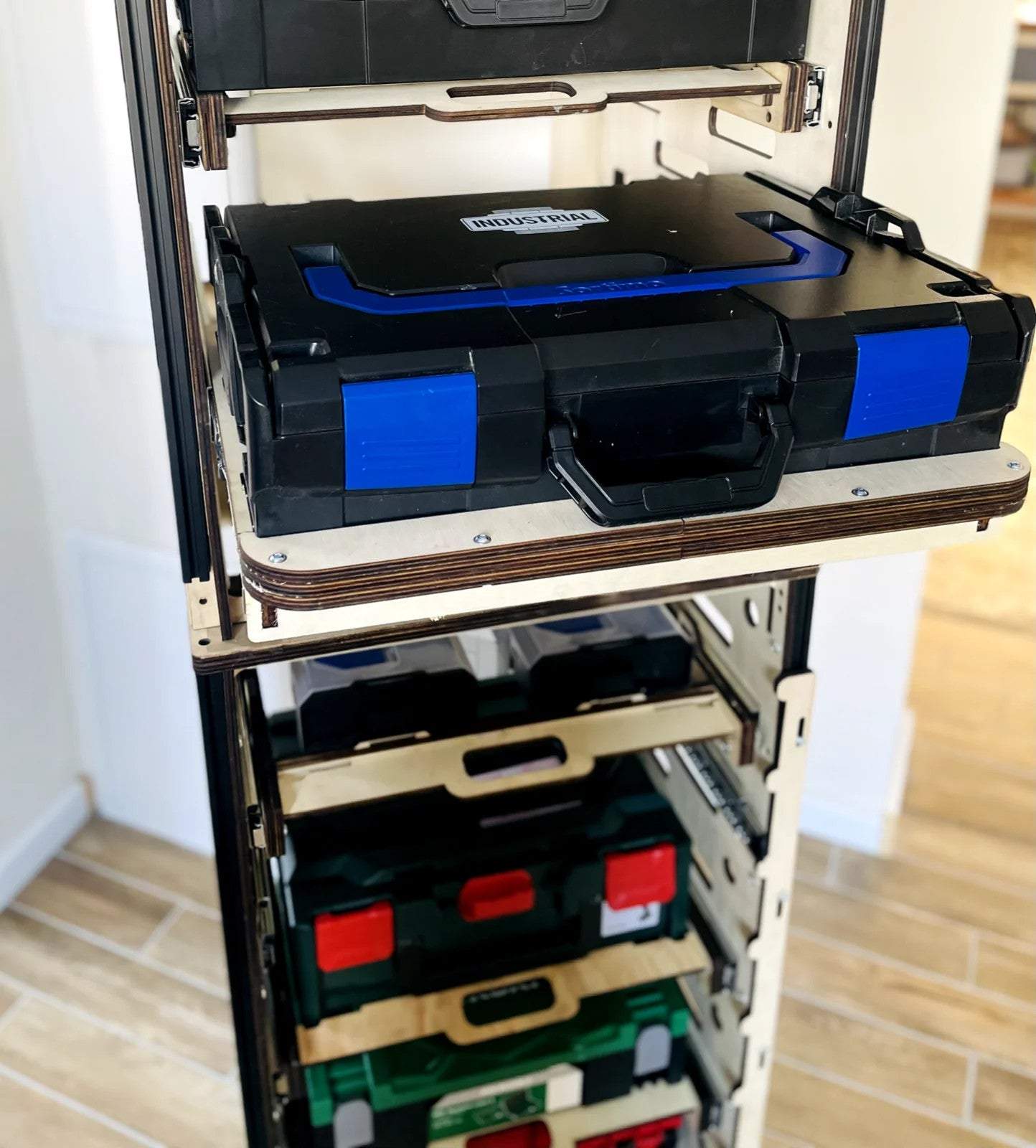 Schubladeneinsatz QBrick mit Vollauszug für Werkstatt und Garage, kompatibel mit QBrick, Bosch L-BOXX, Stanley FatMax, Einhell und Makita Systemboxen