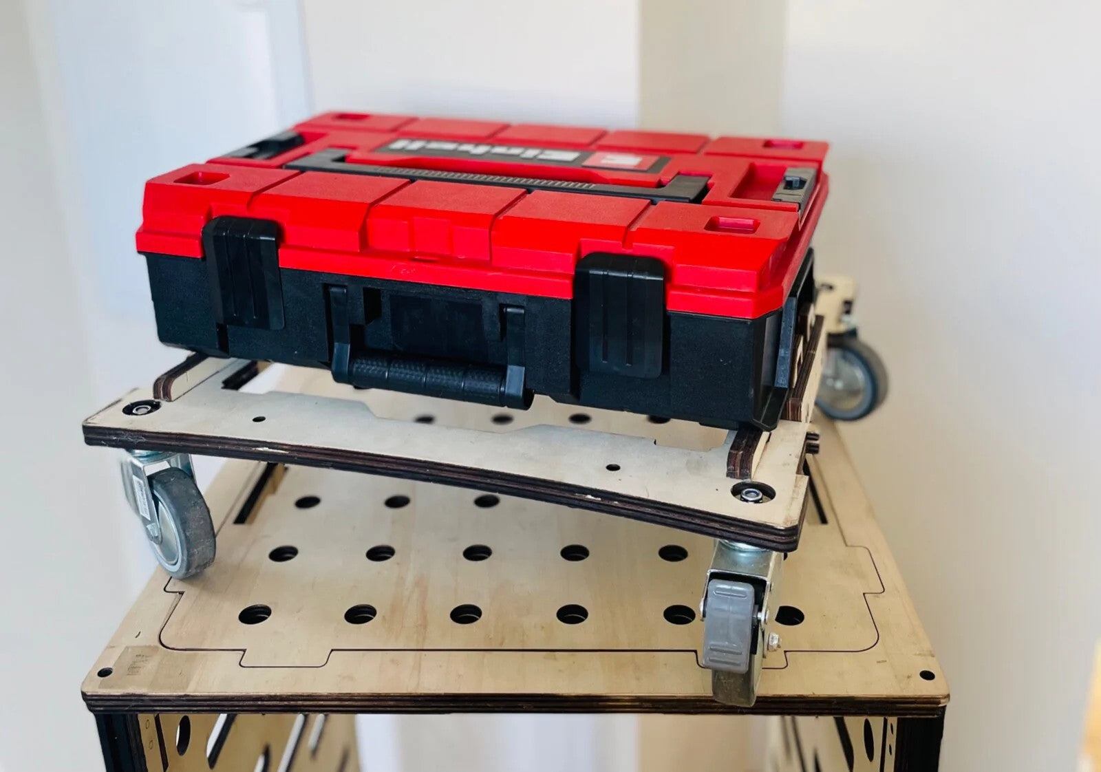 Rollwagen für L-Boxx mobil kompatibel mit Bosch, Einhell und Makita Werkzeugwagen robust und flexibel