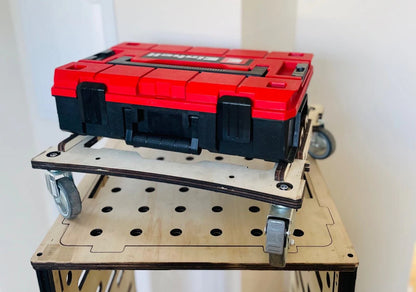 Rollwagen für L-Boxx mobil kompatibel mit Bosch, Einhell und Makita Werkzeugwagen robust und flexibel