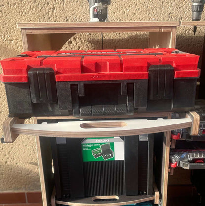 Kompakter Rollcontainer mit Schublade für Werkzeugboxen, stapelbar und fahrzeuggerecht für Van, SUV und Transporter